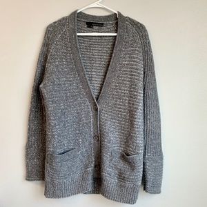 Grey Button Front Boyfriend Cardigan